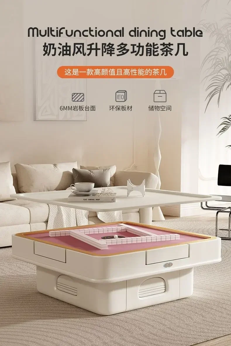 

Pink Mahjong Table Coffee Table Automatic All-in-One Machine Dual-Use Living Room Home Multi-Function Lifting