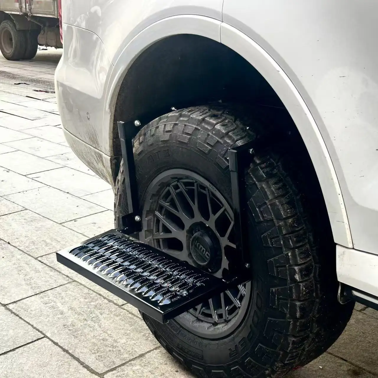 Car Protable Folding Stairs Tyre Mount Steps Ladder Heavy Duty for Camper Truck SUV RV MPV Universal Adjustable Wheel Tire Steps