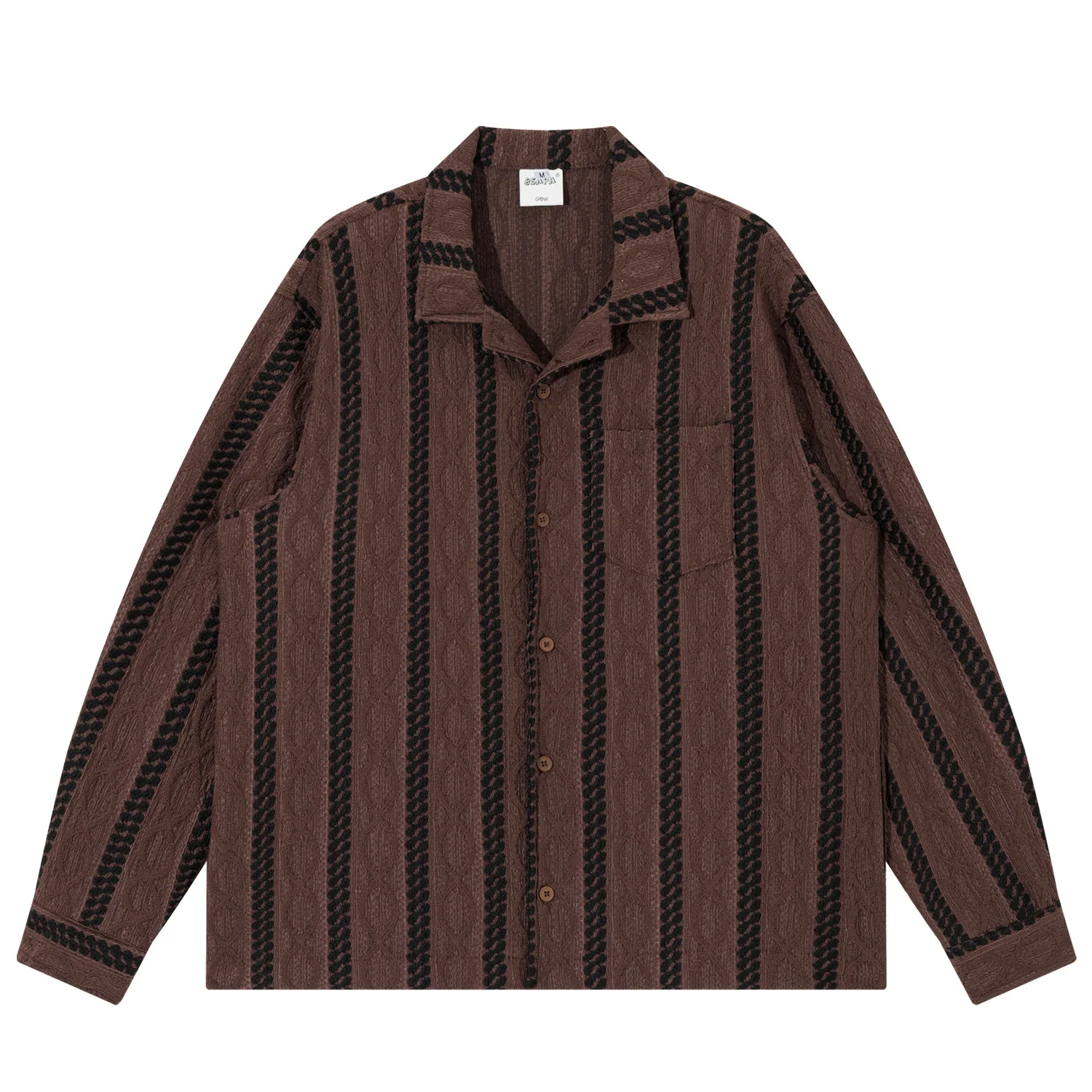 

Retro Japanese Ethnic Stripe Long Sve Casual Loose Men's irt Vintage Workwear Jaet Trendy Open Cardigan Sle