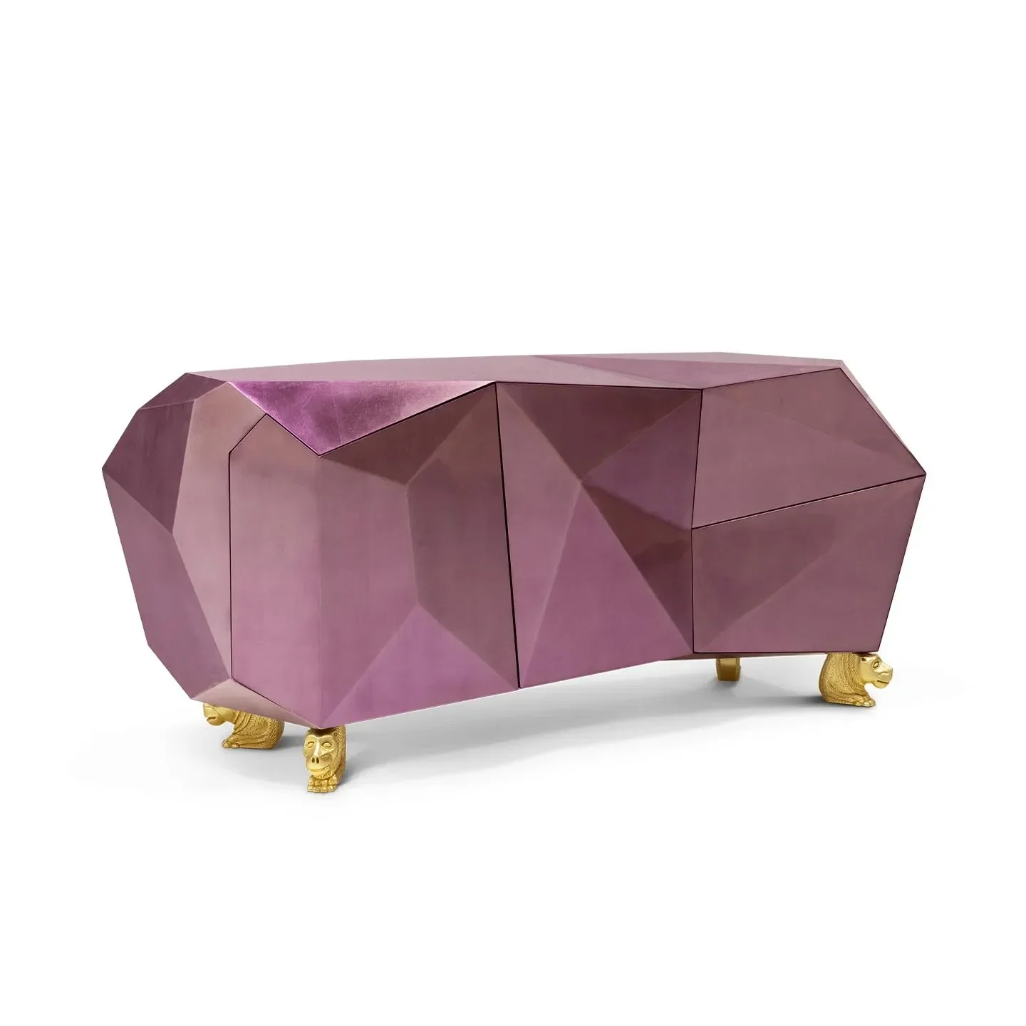 High-end diamond dining side cabinet, villa modern light luxury high-end sense, irregular solid wood entrance cabinet