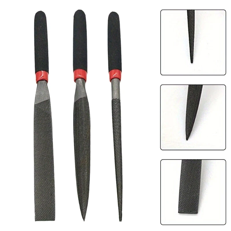 （Summer6）3 Pcs Small Steel Files Needle Flat File For Stone Glass Metal Carving Craft Needle Filing Woodworking Hand Tool Sets