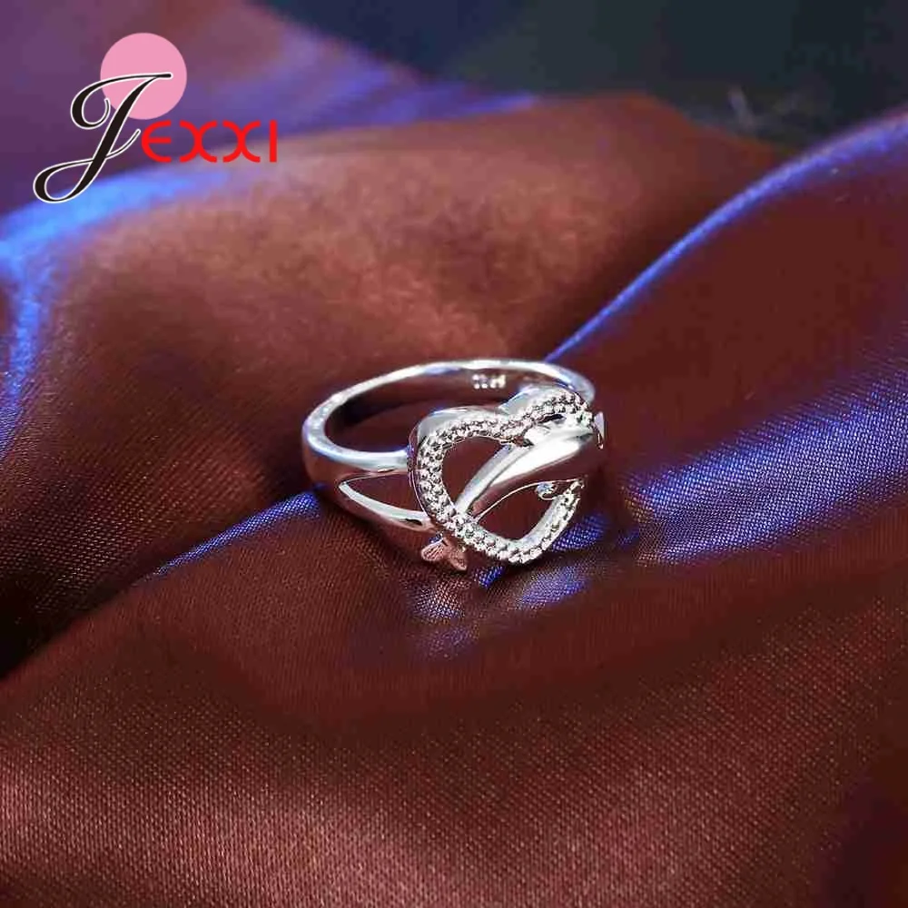 

Hot Sale Popular 925 Sterling Silver Rings Cute Dolphin Heart Design Jewelry For Girls Woman Present Gift