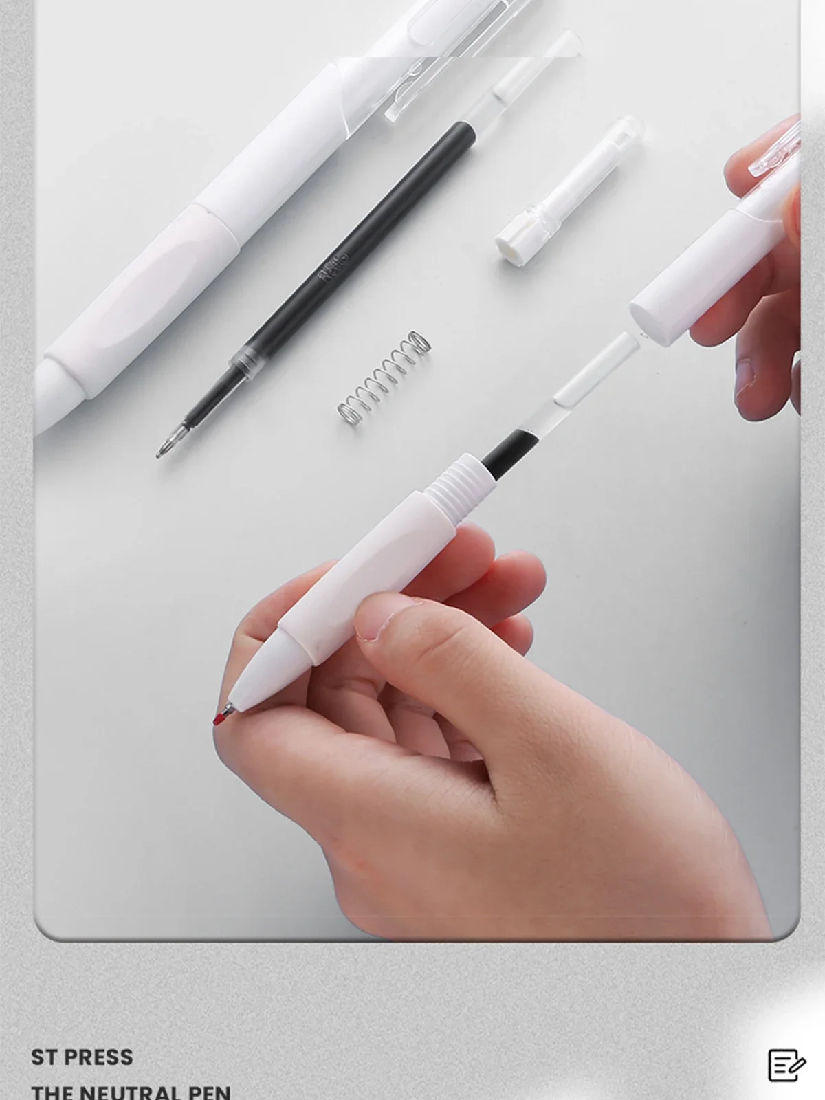 5 Stück Gelstifte mit glatter Druckmechanik, schnell trocknend, 0,5 mm, schwarzer Stift, Kugelschreiber, Schulbedarf, Schreibwaren – Detail 12