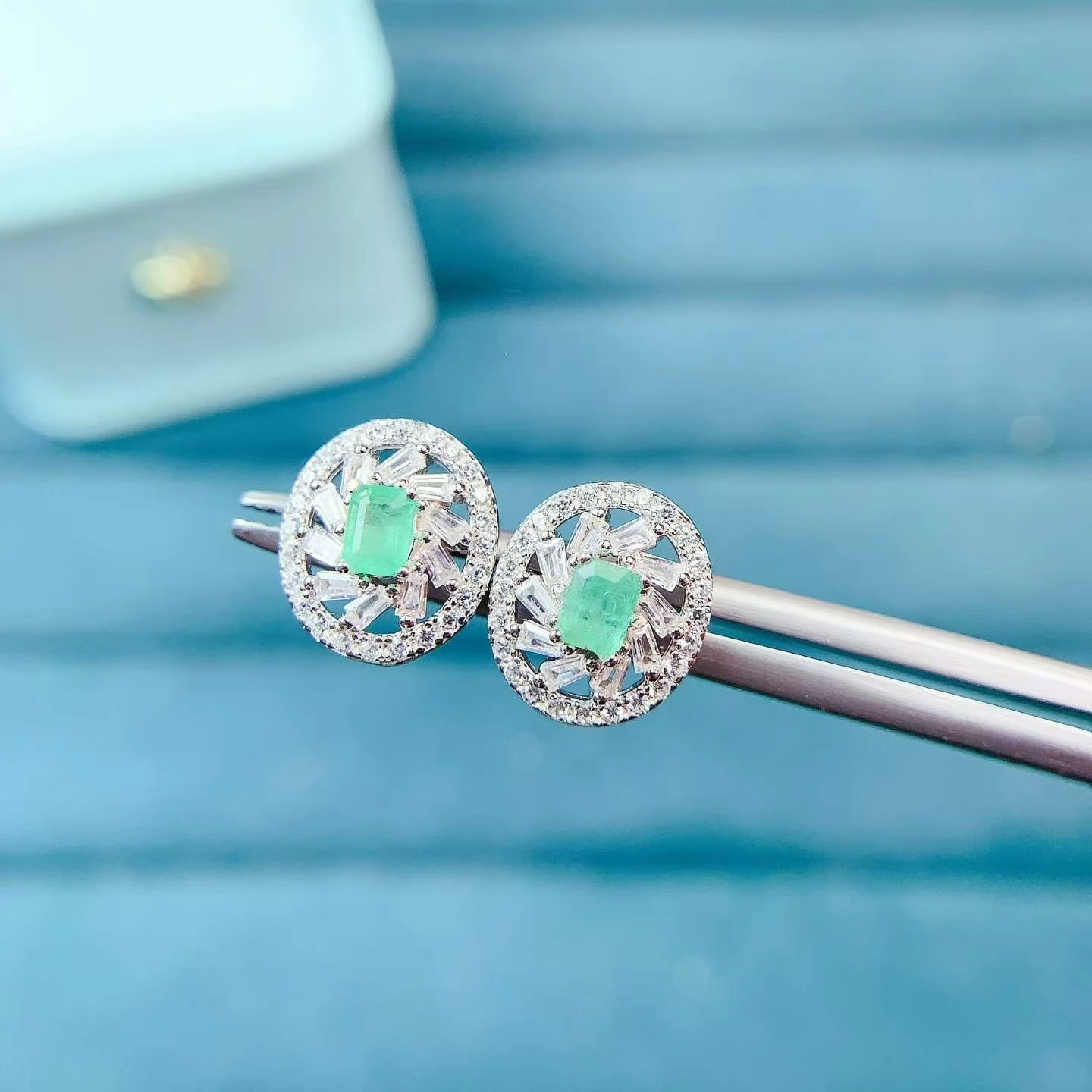 Small 925 Silver Stud Earrings 3x4mm Natural Emerald Earrings 18K Gold Plated Silver Emerald Jewelry with Certificate