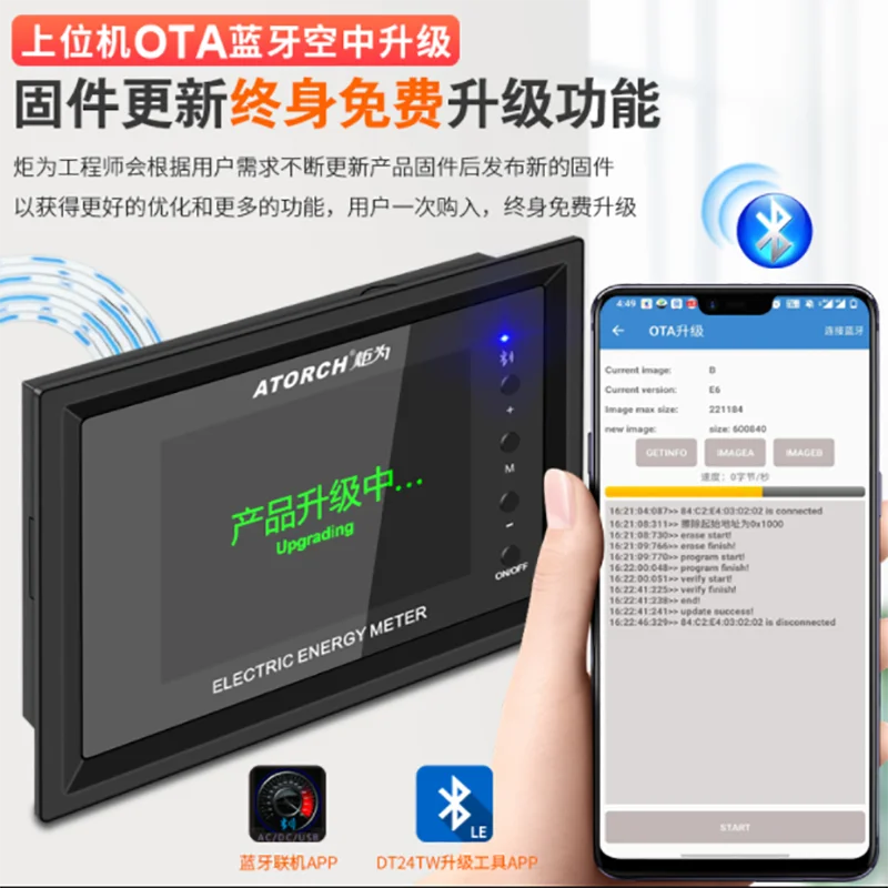 DT24TW RV voltage, current and power display meter modified electric vehicle capacity lithium battery percentage coulomb counter