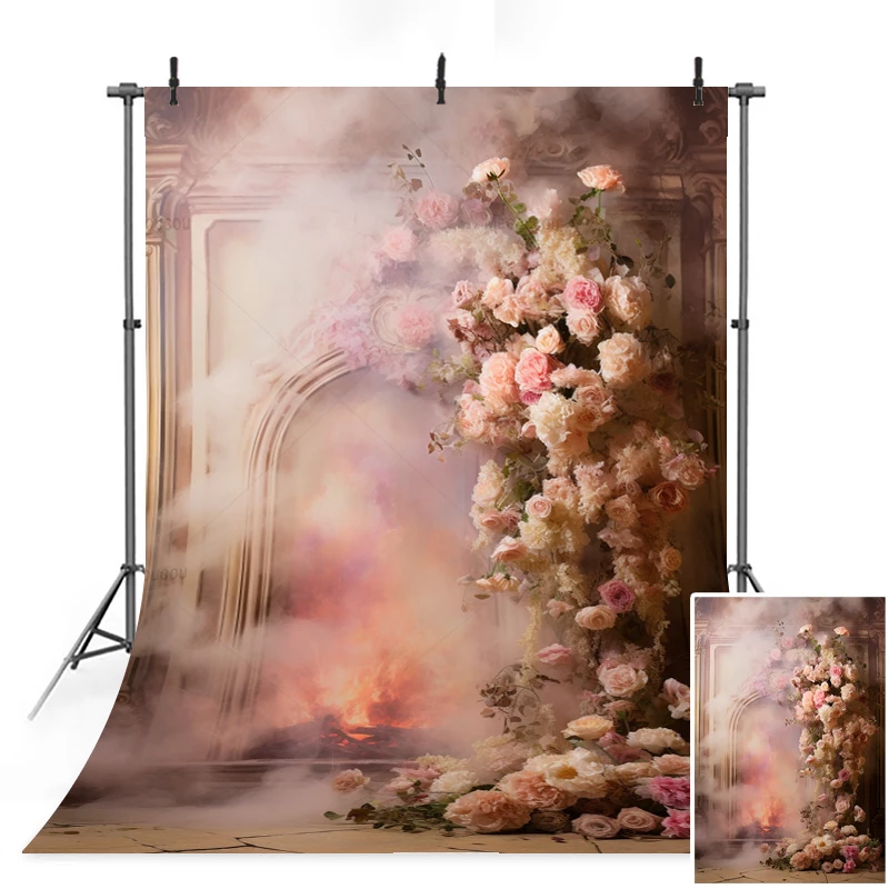 Retro Oil Painting Flowers Photography Backdrops Abstract Texture Wedding Floral Painting Customized Newborn Baby Portrait