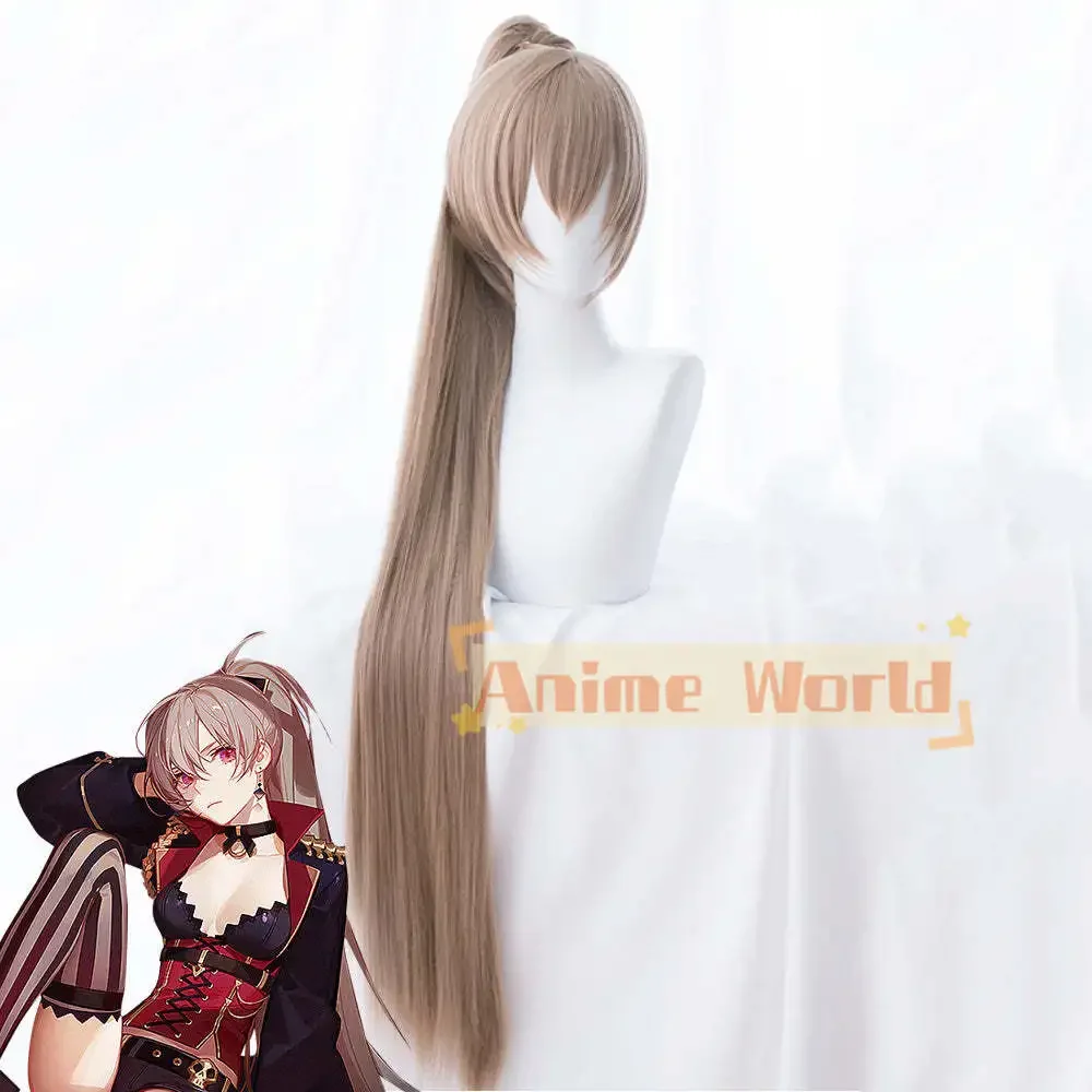 Peluca de Cosplay Azur Lane MNF Jean Bart, color marrón claro, pelo sintético, para Halloween, juegos de rol, fiesta, carnaval, gorro de peluca