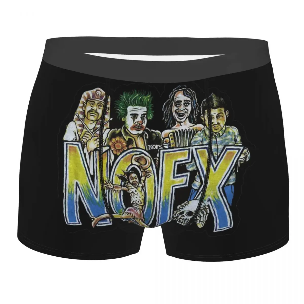 Man Vintage Nofx Rock Band Boxer Shorts Panties Breathable Underwear Heavy Metal Music Male Novelty Underpants