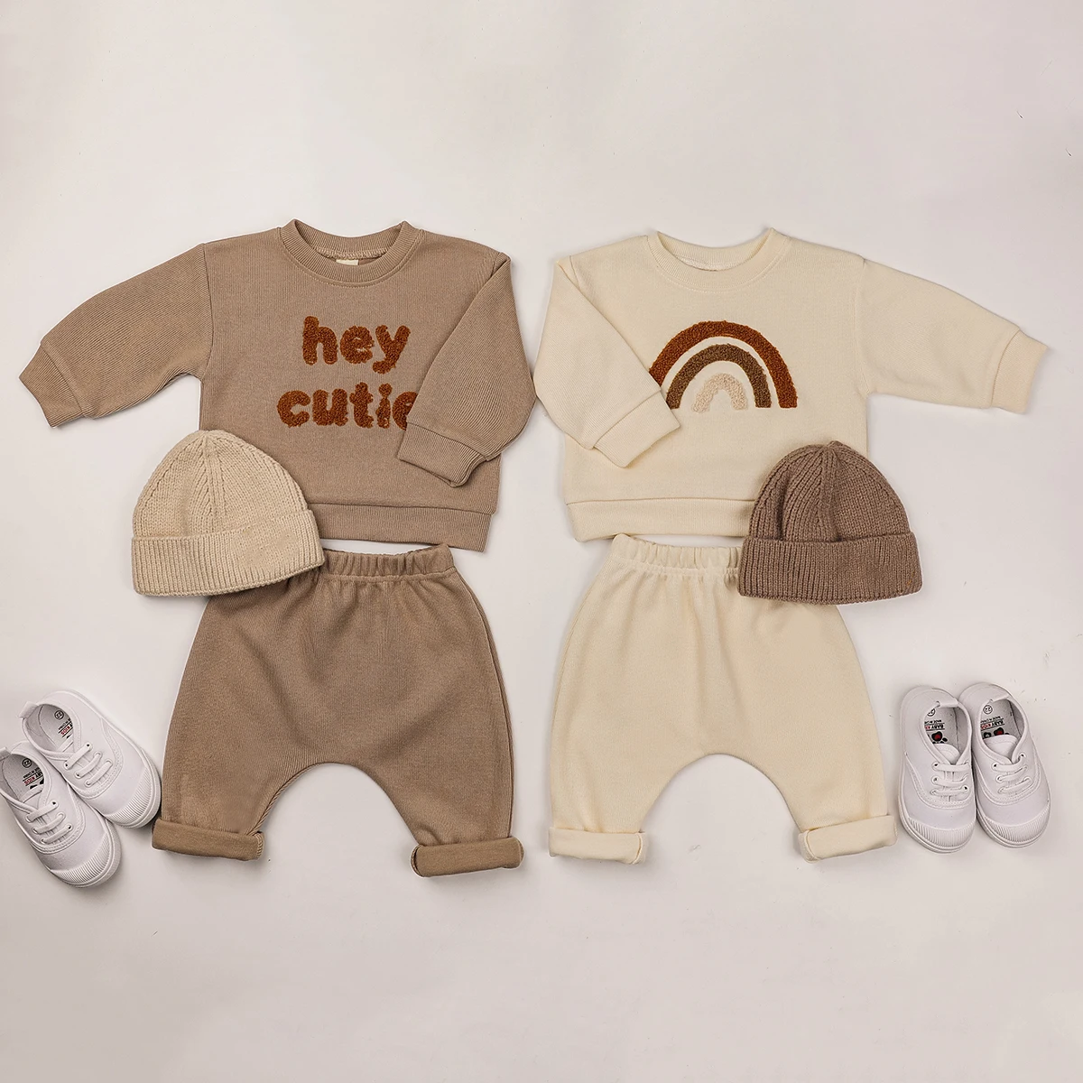 Conjunto de ropa de moda para bebé, Tops informales para niño y niña, suéter y pantalón suelto, 2 piezas, ropa para recién nacido