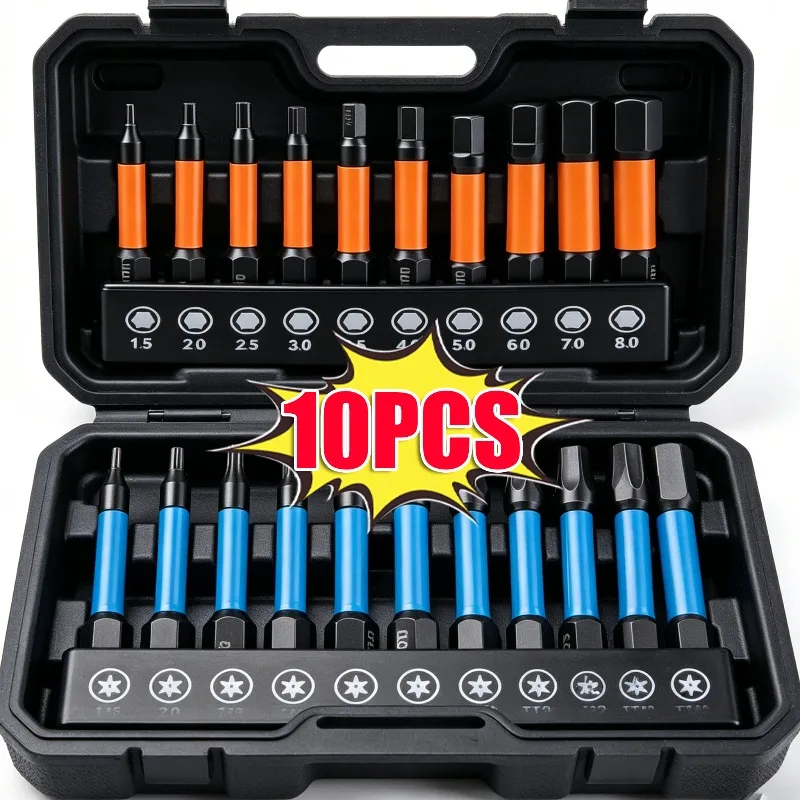 

10pcs Plum Blossom Drill Bit Hex Head Allen Wrench Screwdriver Bit Set Magnetic Screw Driver Bit with Holder Electric Drill Tool