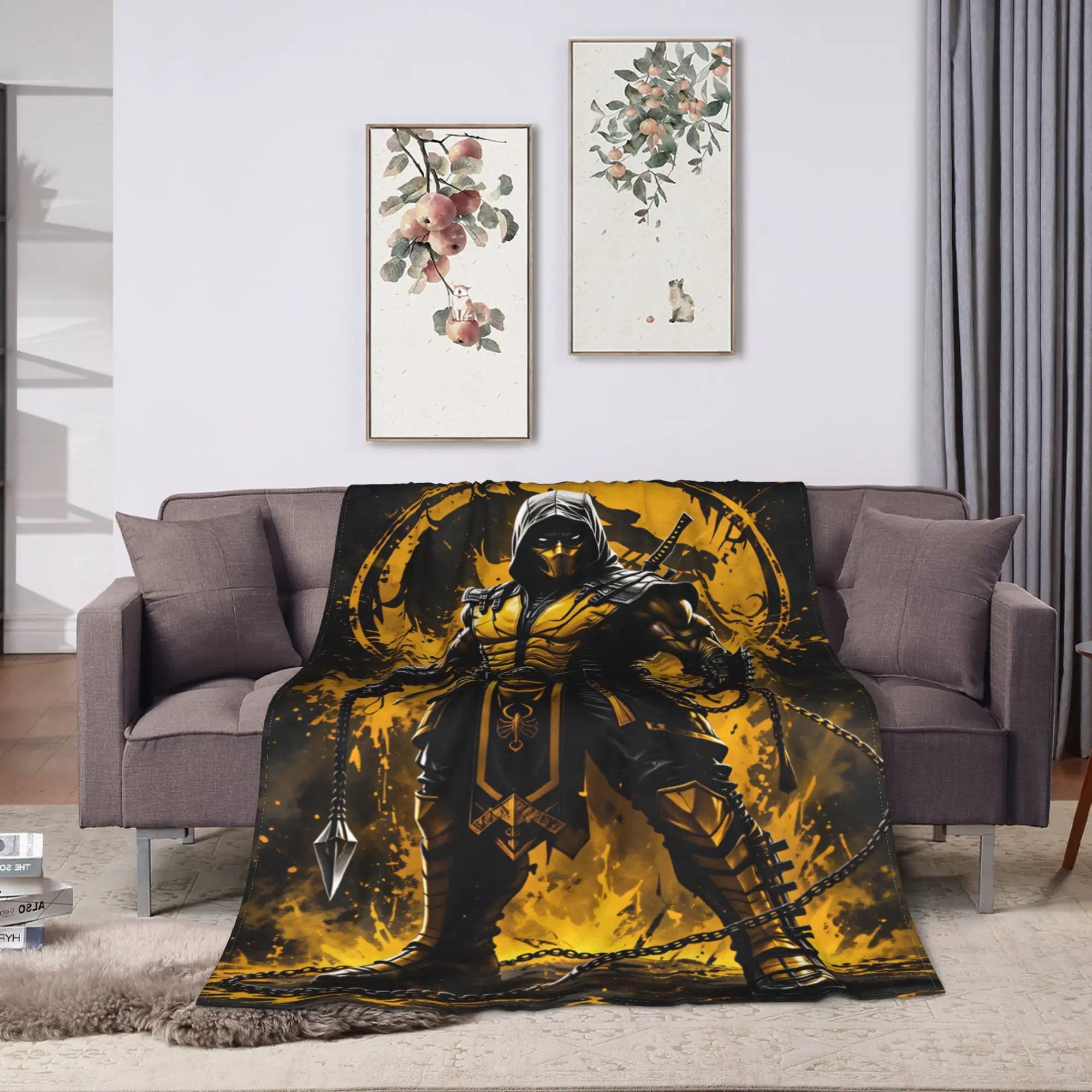 M-Mortal Kombat  Blanket  Soft Warm Novelty Plush Throw Blanket For Couch Chair Camping Flannel Bedspread Bed Cover