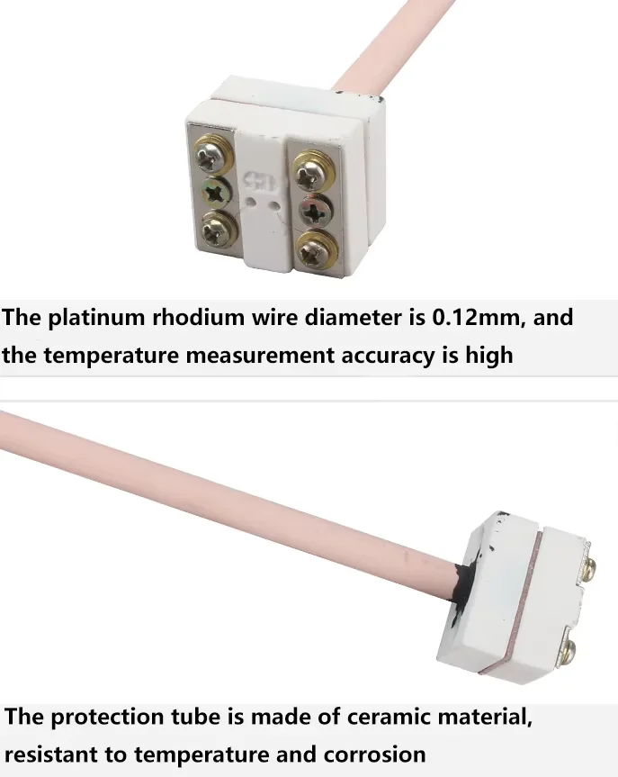 High Temperature  Platinum Rhodium Thermocouple Type B for Furnace Use 1600C Ceramic Probe