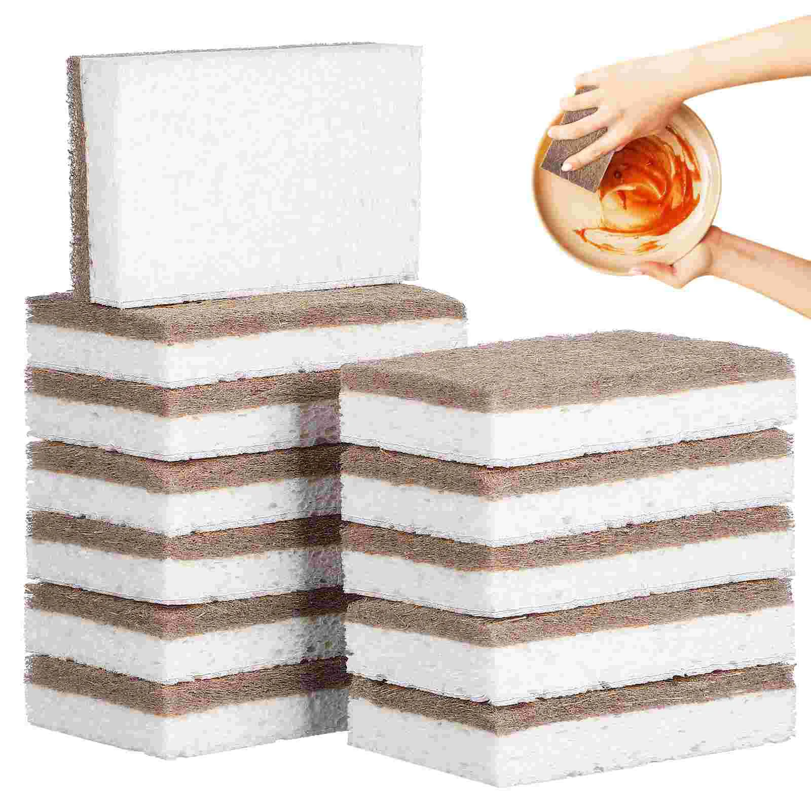 

12 Pcs Scouring Pad Sponge Scrubber Cleaning Tools Car Wood Pulp Cotton Kitchen Sponges Dad