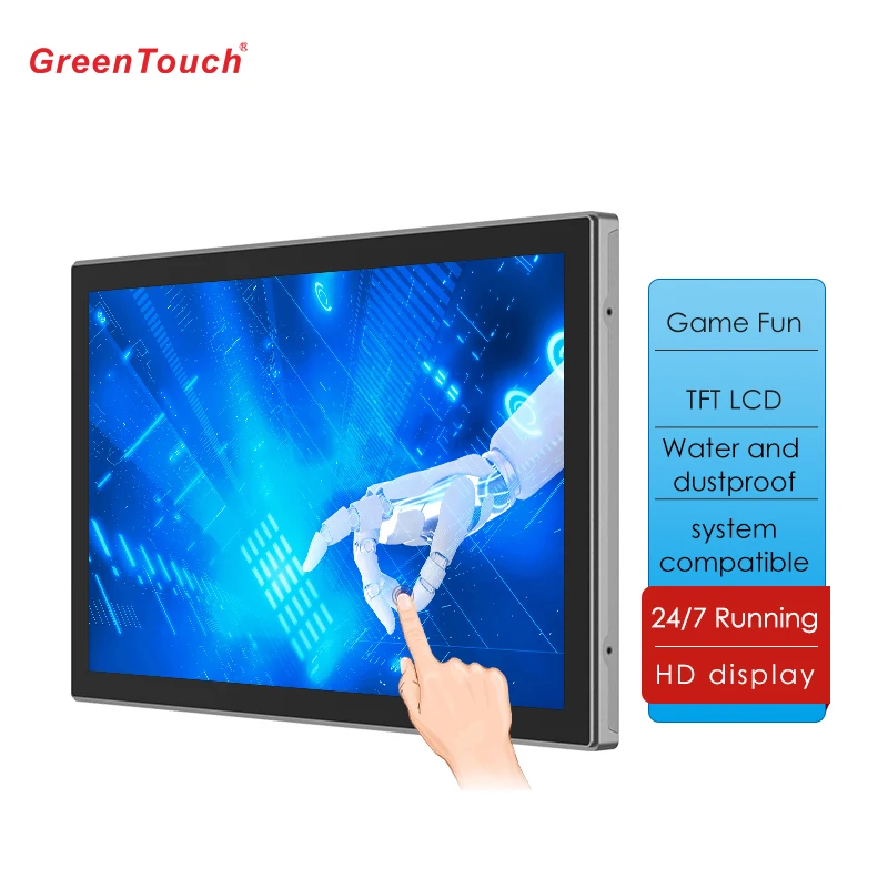 IK08 หน้าจอสัมผัส HMI แบบ Multi-Touch Capacitive ขนาด 21.5 นิ้วเข้ากันได้กับโปรโตคอล 3M