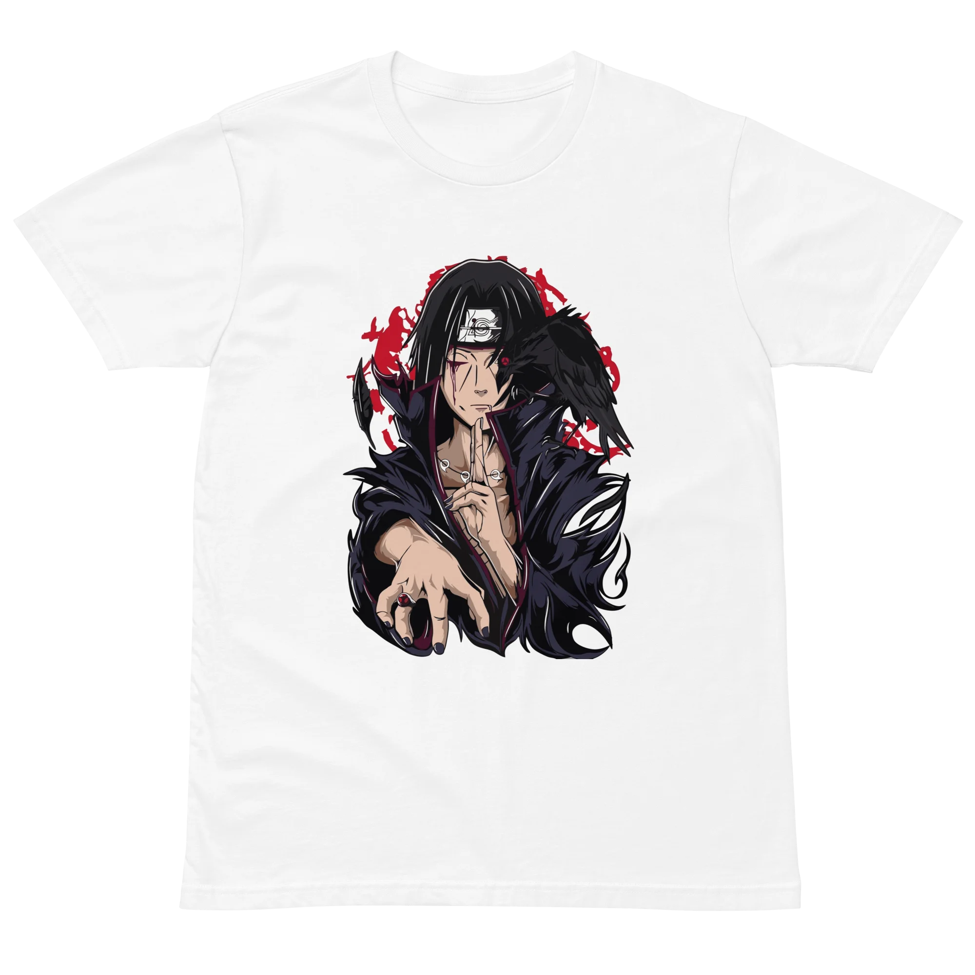 Naruto Uchiha Itachi With Crow Graphic T-Shirt Anime Character Print Casual Men's Women's and kids Tee