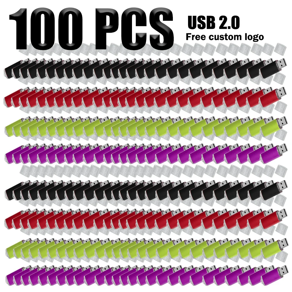 Lote de 100 Unidades con Logotipo Personalizado Gratuito, Memoria USB 2.0 de 8GB 16GB 32GB 64GB, Pendrive, Memoria USB de 2GB 4GB
