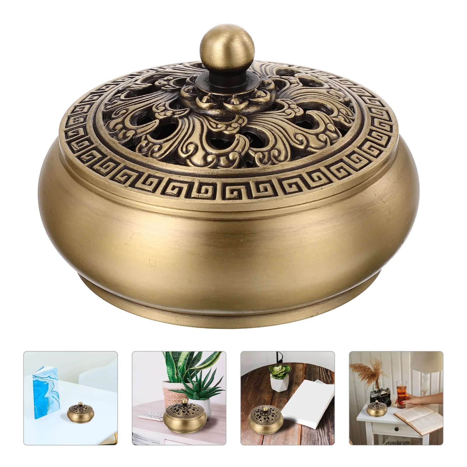 

Retro Decor Copper Incense Burner Censer Decorative Indoor Ornaments Office