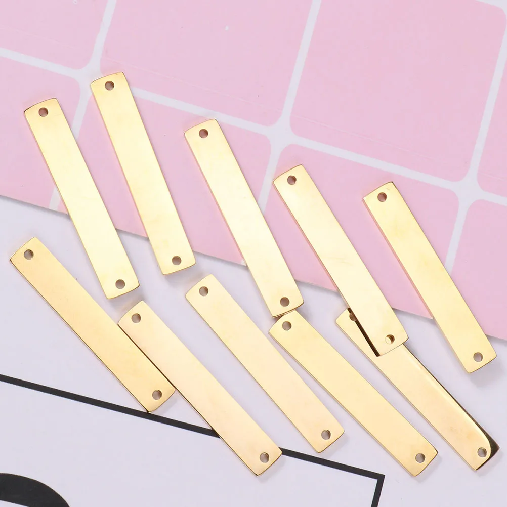 15Pcs Stainless Steel Charms DIY Blank Stamping Tags Engravable Rectangular Pendants Jewelry Making Craft Accessories