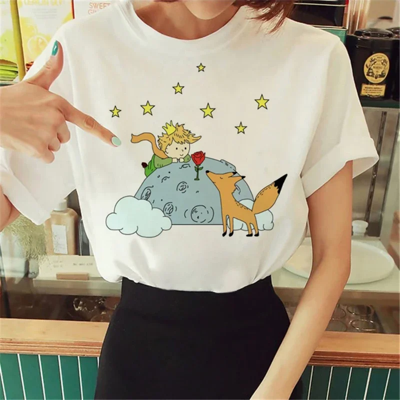 De Kleine Prins Gedrukte T-shirt Ronde Hals Korte Mouw Vrouwelijke Harajuku Dames T-shirts Casual Vrouwen Unisex Y2K Streetwear