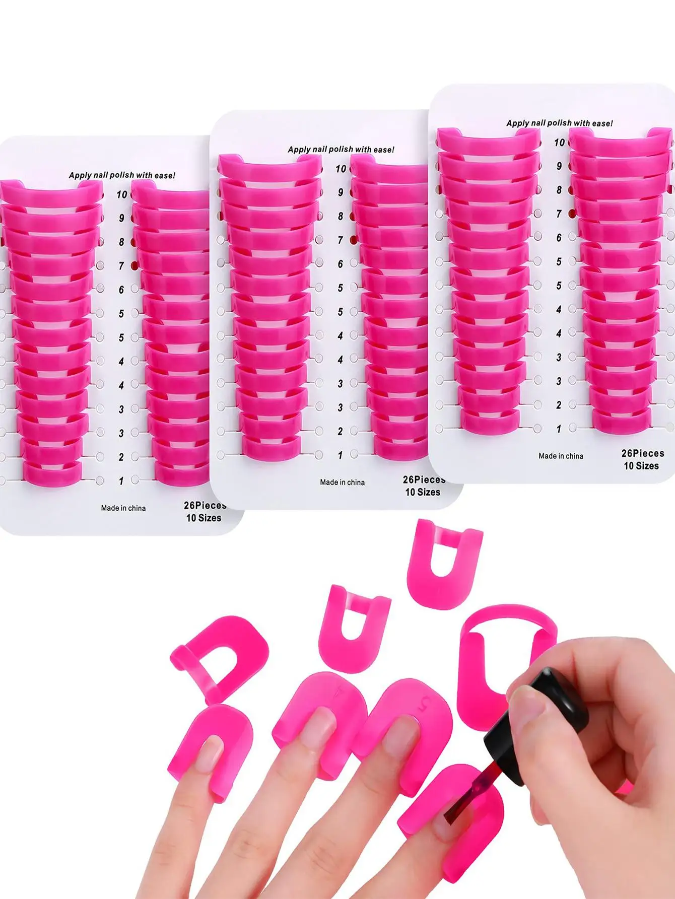 78 Pieces Plastic Nail Polish Protector for Fingers U Shape Nail Polish Stencil Reusable Soft Nail Covers Tools, 3PCS