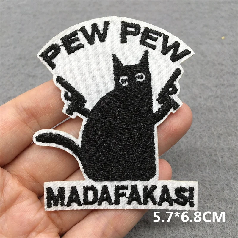 Schwarz-weiße Aufnäher zum Aufbügeln für Kleidung, Cartoon-Katze, Aufnäher auf Kleidung, Stickerei-Patch, DIY-Applikationen, Abzeichen, Aufkleber – Detail 9
