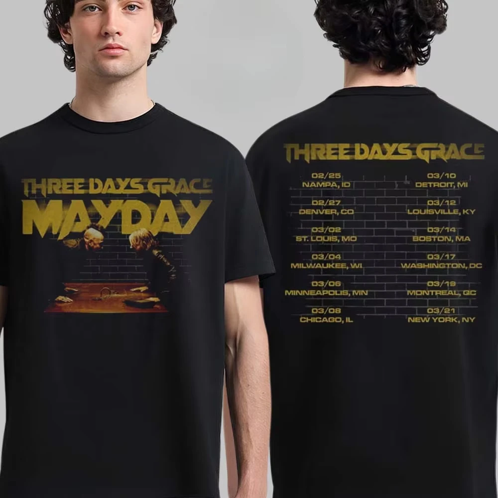 Three Days Grace Alienation Full Tour Dates Grafik-T-Shirt Rock Streetwear Lässiges Unisex-Oberteil – Detail 5