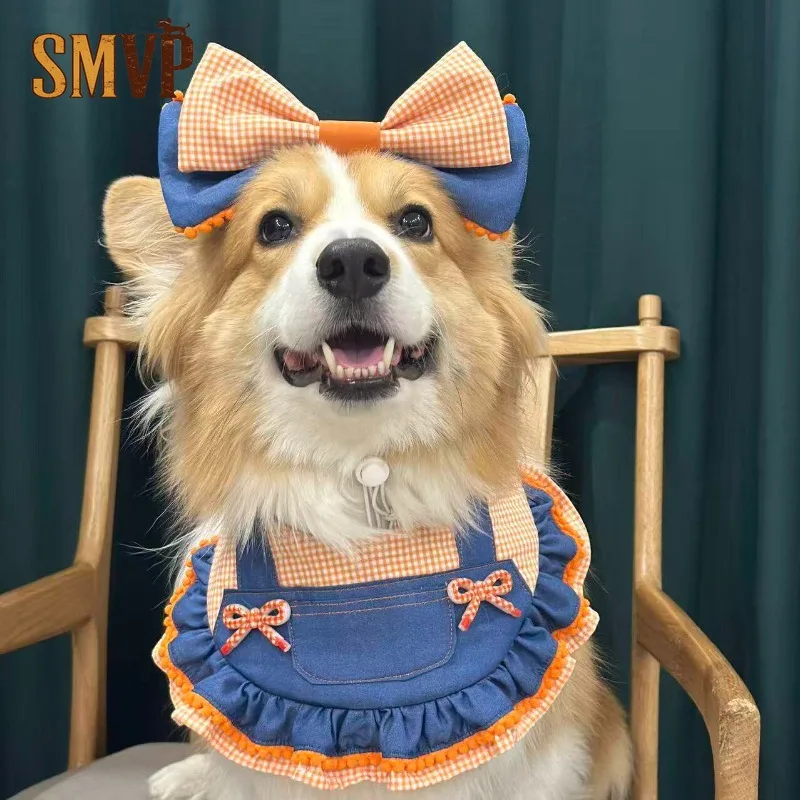 

Оригинальный дизайн: имитация джинсовой ткани, синий, с клетчатым и полосатым узором, декоративный нагрудник-галстук для кошек и собак, аксессуары для домашних животных