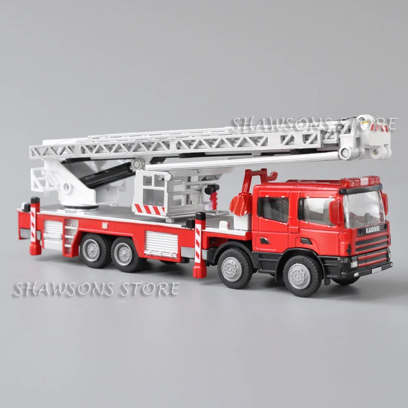 KDW 1:50 Scale Diecast Model Toy Aerial Lift-Up Fire Engine Truck Miniature Replica Collectible