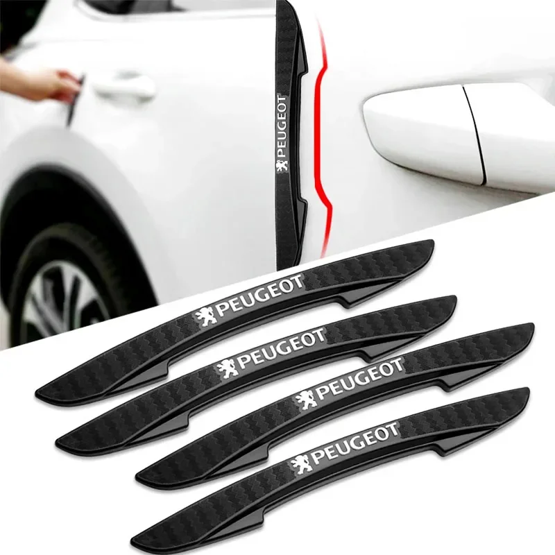 

4Pcs Rubber Car Door Edge Protector Stickers Anti Collision Strips For Peugeot 308 408 508 RCZ 208 3008 2008 107 108 206 207 307