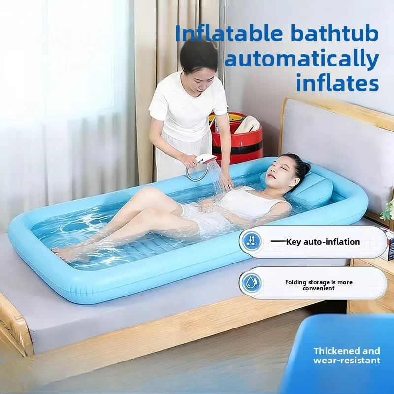 

Portable Inflatable Bathtub for Elderly Bedridden Patients Foldable Medical Bed Bath Tub for Home Nursing Care