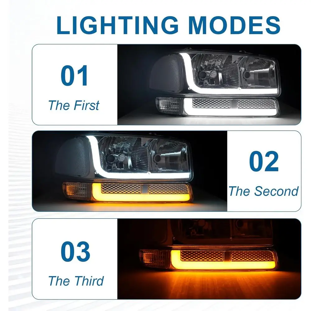 Fari LED con alloggiamento cromato con riflettore trasparente per GMC Sierra 1999-2007 e Yukon XL 1500 2500 2000-2006