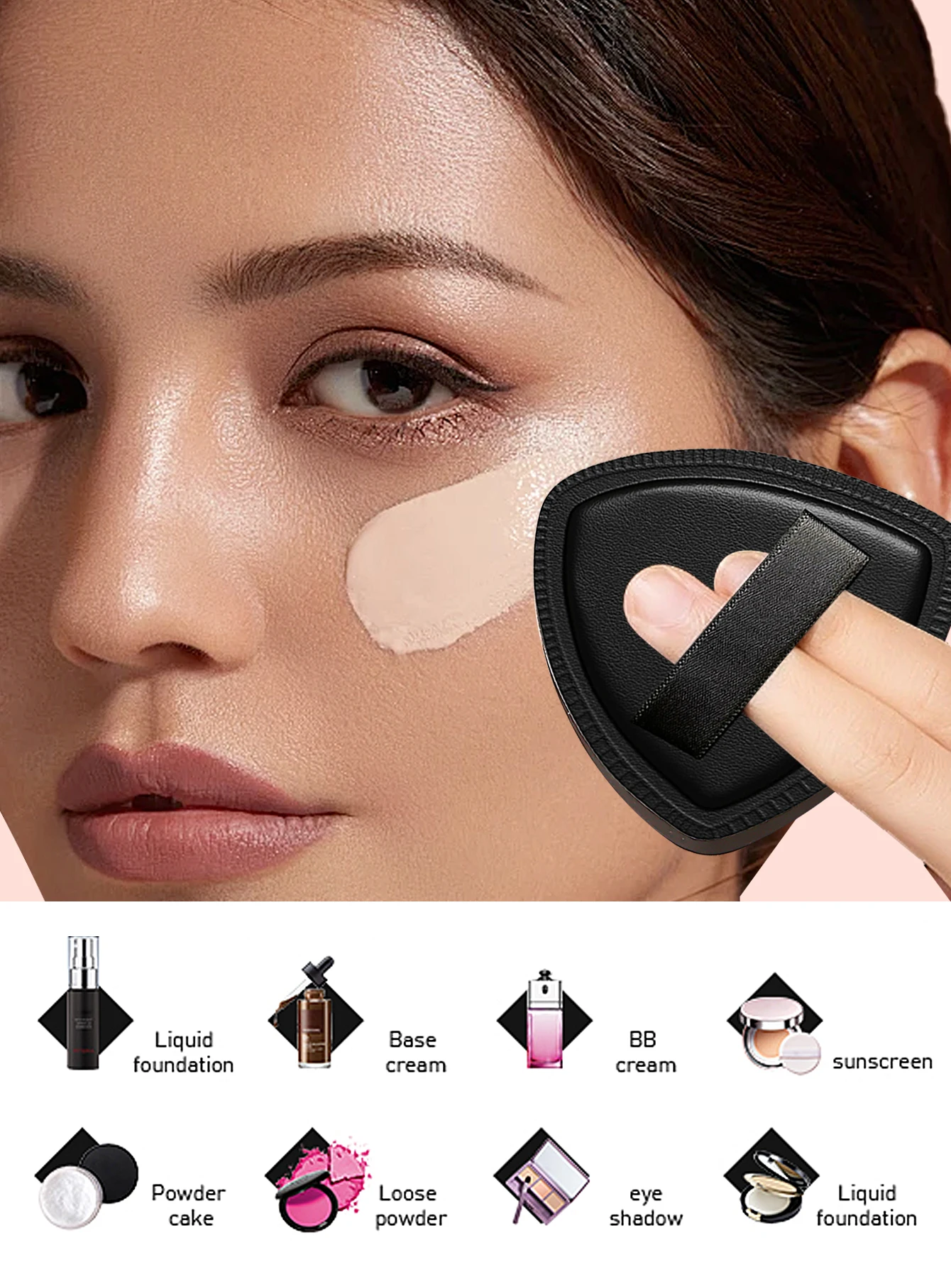 2 esponjas de polvo de malvavisco súper suaves para uso húmedo y seco para retocaciones de maquillaje diario, esponjas en polvo de esponja en blanco y negro