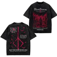 Camiseta lavada con estampado de juego de algodón Vintage para hombre y mujer, camisetas de HipHop de manga corta de gran tamaño, marca de moda de calle americana, camisetas de verano