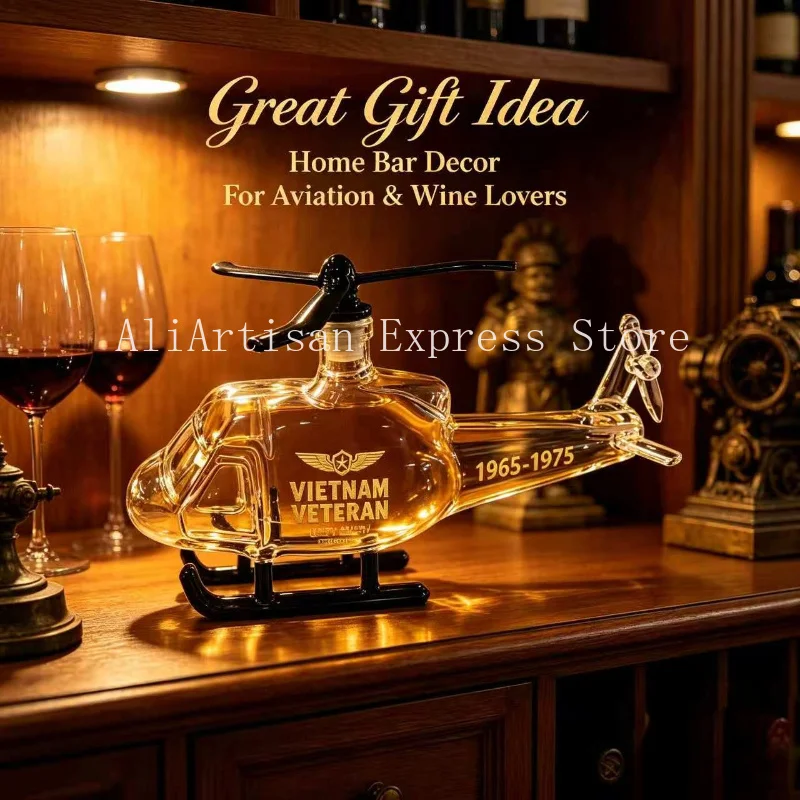 Helicopter Shaped Glass Decanter 350ml Creative Liquor Bottle Home Bar Decor Unique Gift For Whiskey Spirit Lovers