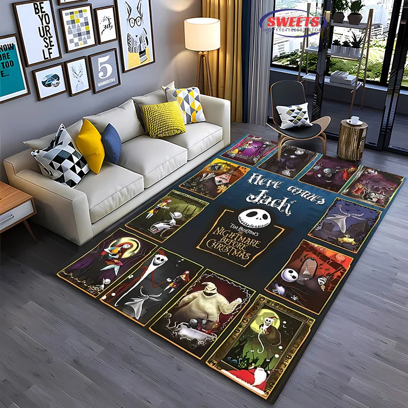 3D HD Cartoon Rug Sku11 Jack in Christmas Living Room Carpet Tapete for Bedroom Sofa Doormat Decor, Kids Non-slip Floor Mat Gift