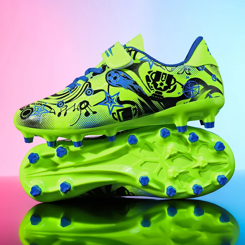 

Пара детских четырехсезонных кожаных футбольных бутсов с длинными заклепками, износостойкие футбольные бутсы, размеры 28-39,MZ-316