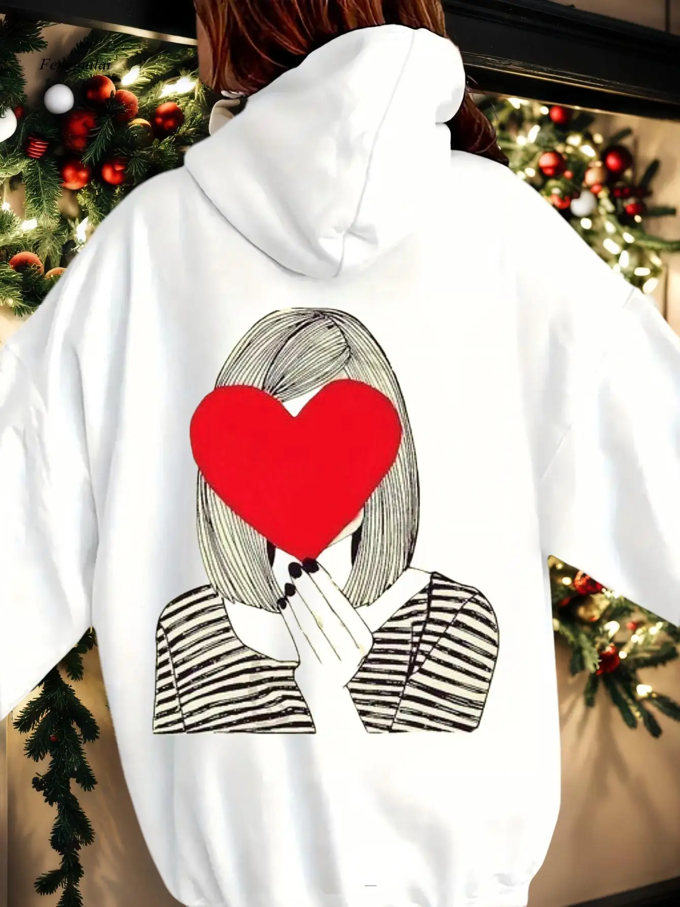 Moda casual outono e inverno com estampa de dopamina moletom com capuz |   Confortável manga comprida