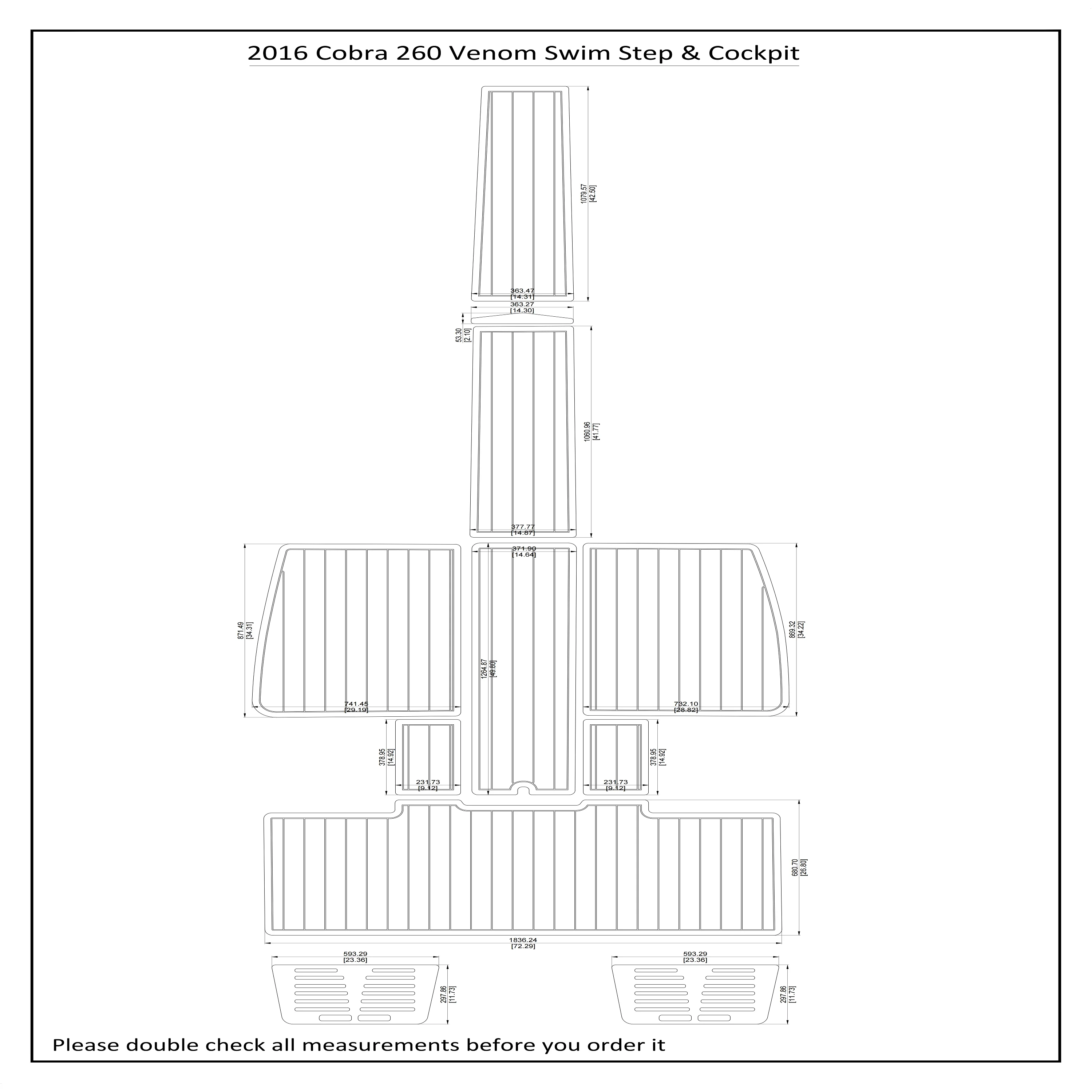 

2016 Cobra 260 Venom Swim Step Boat для кокпита EVA Faux Teak Deck Floor Pad