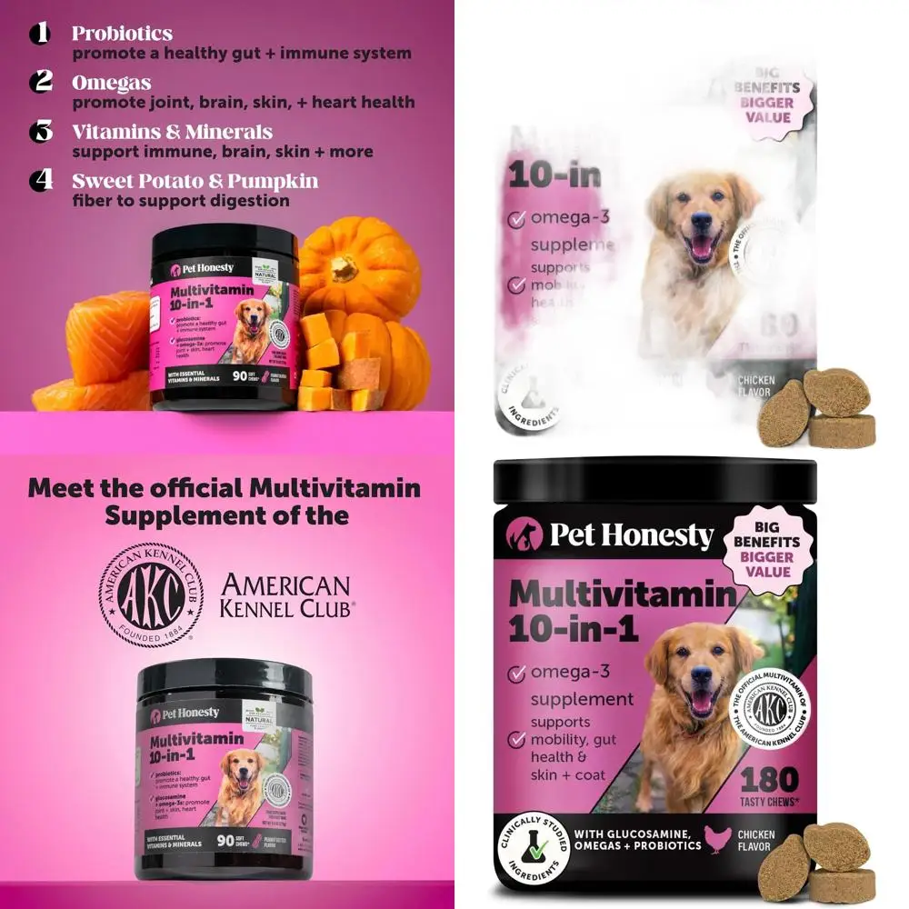 

All-in-One Dog Multivitamins with Heart, Skin, and Coat Support (Chicken Flavor, 180 Count)