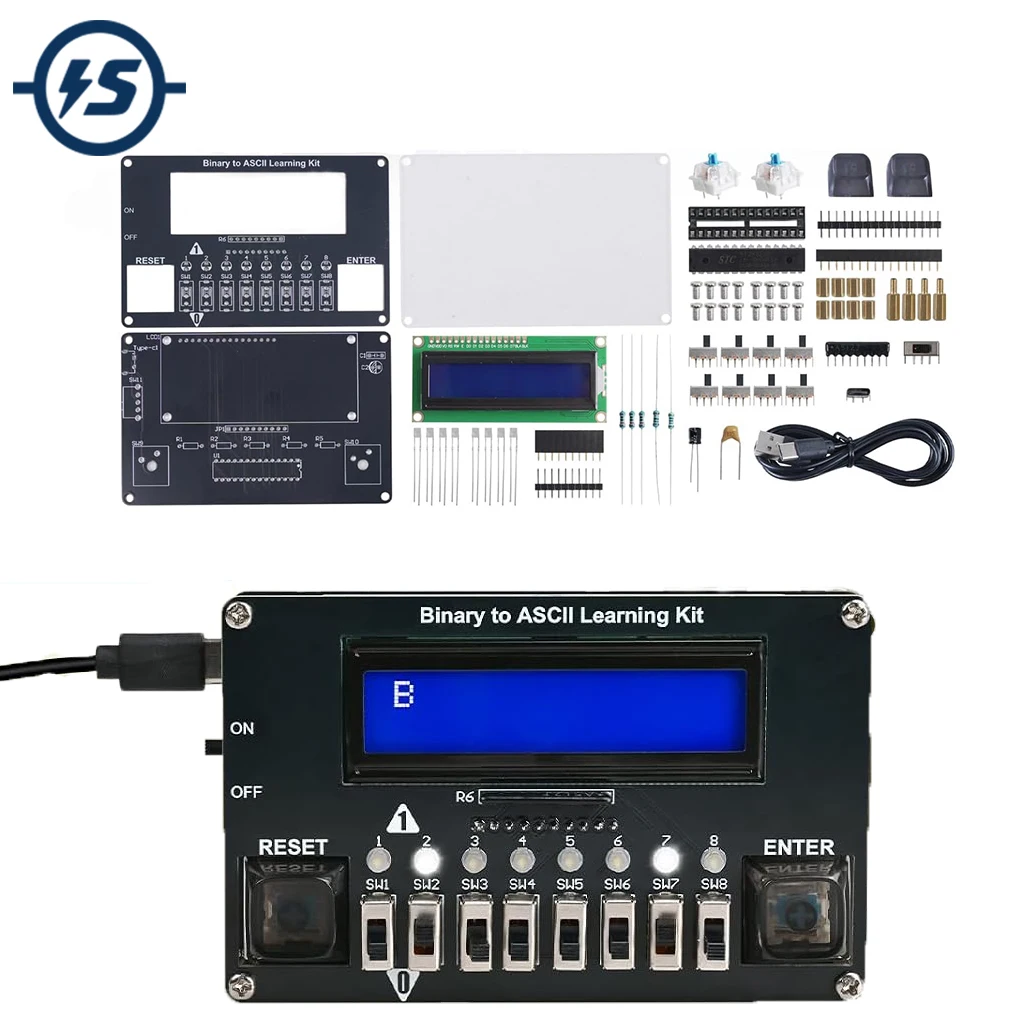 DIY Binary ASCII Code Transmitter Electronics Kit with LED Display Soldering ProjectKit STEM Learning Tool for Students & Adults