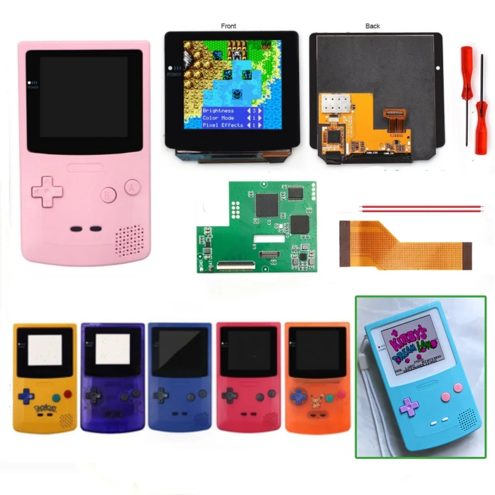 AMOLED Touch Gelamineerd OLED Drop-in-scherm Ingebouwd OSD-menu RETRO PIXEL Eenvoudige installatie voor GBC Game Boy Color met voorgesneden schaal