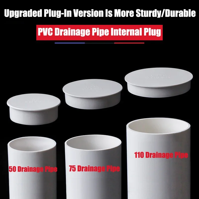 1-20Pcs White PVC Pipe End Cap Plug 50/75/110/160/200mm Pipe Plug Cap Tube End Cover Dust Insect Proof Pipe Fitting Protector