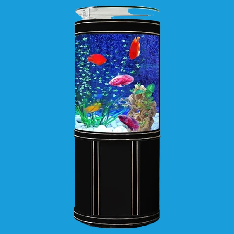 

Semi-round bottom filter goldfish tank floor-to-ceiling living room glass lazy water-free aquarium