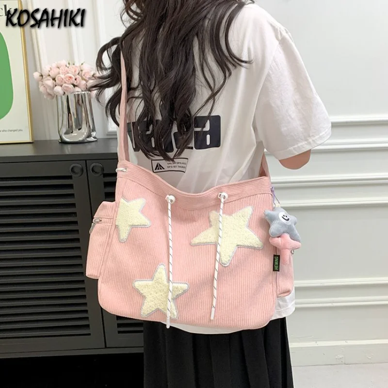 Ragazze Kawaii ciondolo stella borse a tracolla donna borsa a tracolla moda Casual giapponese Y2k Streetwear Tote per studente universitario