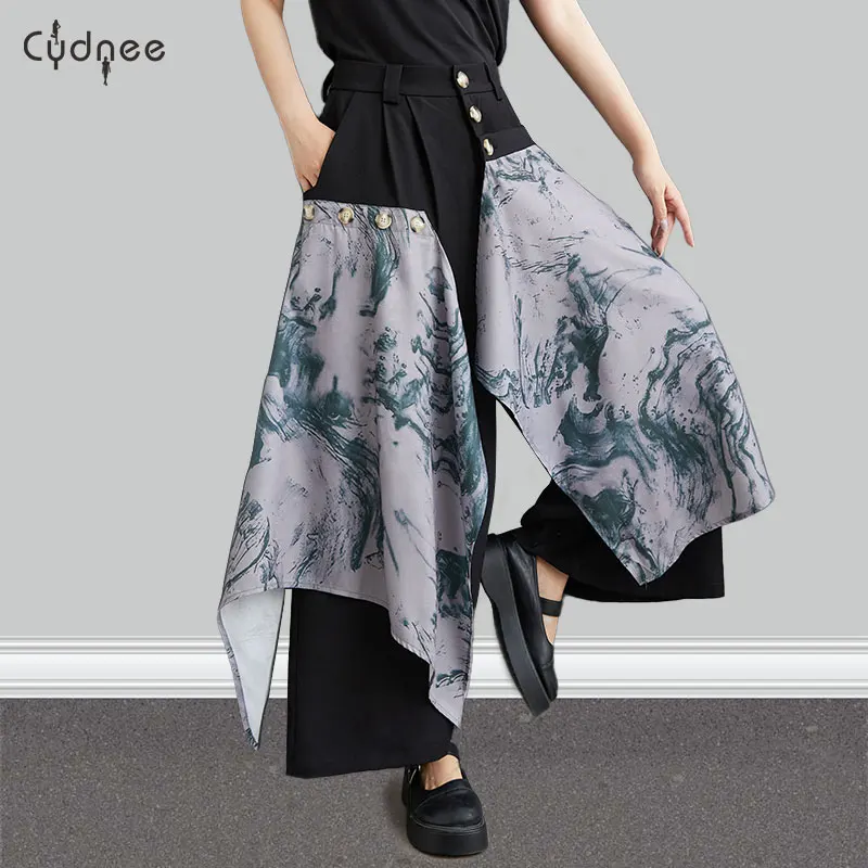 

Women Wide Leg Casual Harem Pants Plus Size Trousers With Pockets Plus Size Spliced Pantalones Baggy Japanese Style Pantalones