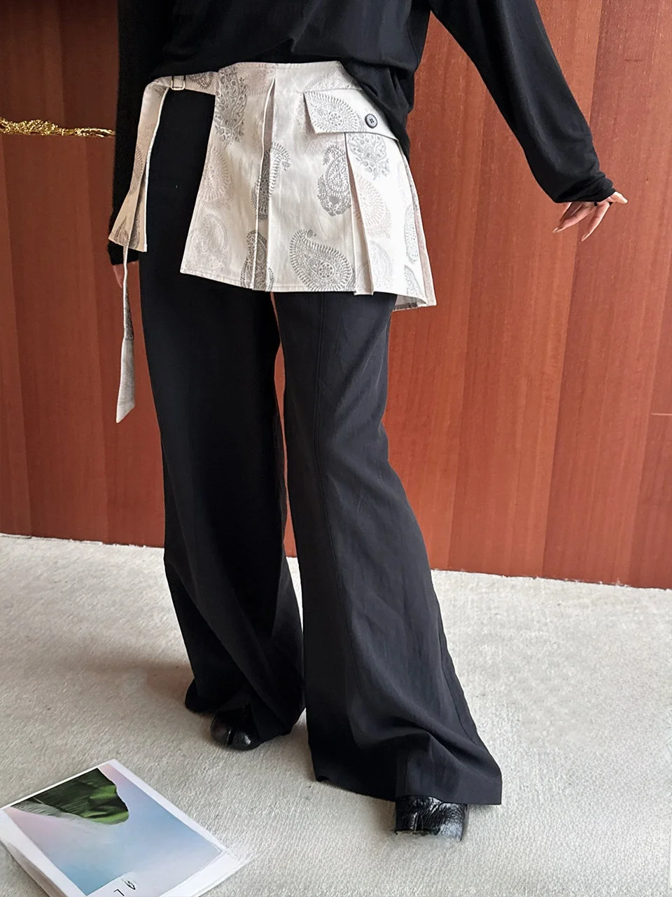 

Брюки-палаццо с цветочным принтом, ручной работы, простого прямого кроя, свободные, из смесового хлопка и льна