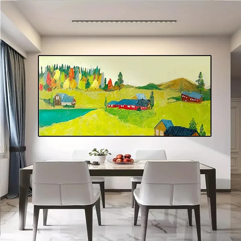 

Nordic Canvas Home Decor Handmade Oil Painting On Canvas Large Size Abstract Riverside Scenery Home living room Decor Paintings