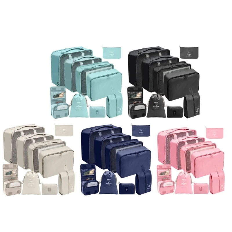 

67JB 9pcs/set Travel Storage Bags Waterproof Portable Luggage Suitcase Pack