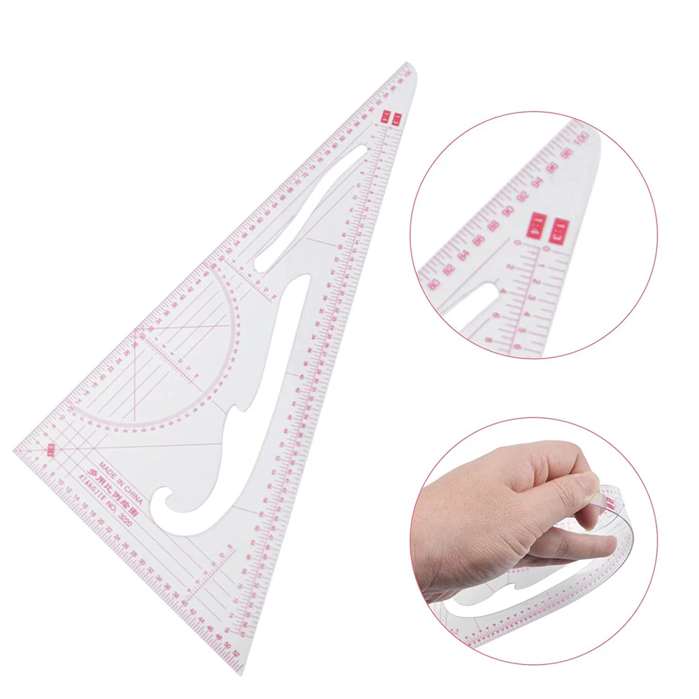 

1PC Clothing Bendable Dressmaking Drawing Ruler French Curve Metric Ruler Triangle Sewing Ruler for DIY Sewing Supplies