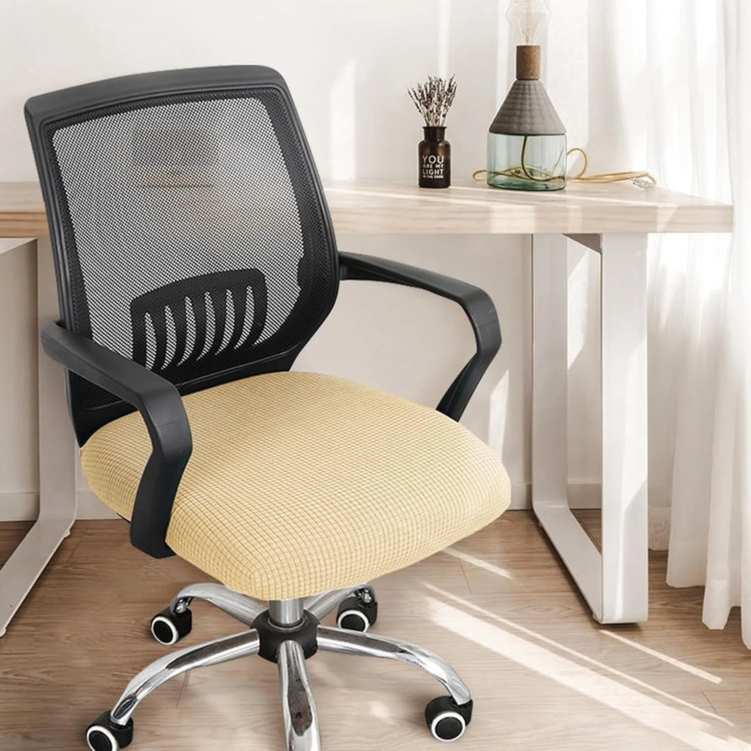 Stretchable Office Chair Cover Computer Chair Slipcover for Desk Chairs Seat Spandex Chair Seat Cover Machine Washable